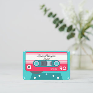 Blue Girly Stylist Music Tape Casette 1980s  Business Card