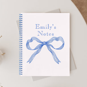 Blue Girly Trendy Funky Coquette Spiral  Notebook