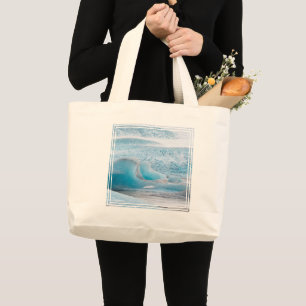 Blue Glacial Ice Formations, Horizontal Large Tote Bag