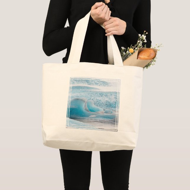 Blue Glacial Ice Formations, Horizontal Large Tote Bag (Front (Product))
