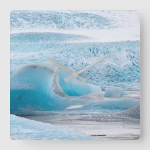 Blue Glacial Ice Formations, Horizontal Square Wall Clock