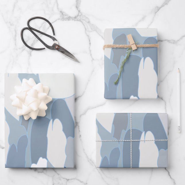 Blue Glacier Ice Pattern Wrapping Paper Sheet (Front)