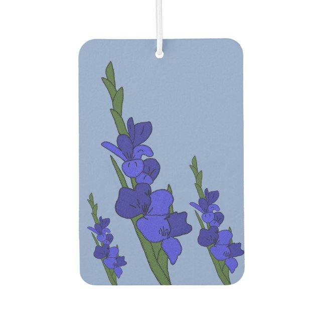 Blue gladiole car air freshener (Front)