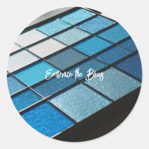 Blue Glam Eye Shadow Drama  Classic Round Sticker