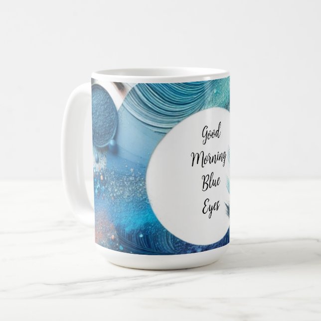 Blue Glam Eye Shadow Morning Vibe Coffee Mug (Front Left)