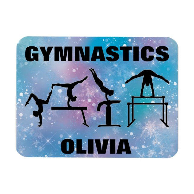 Blue Glam Girls Gymnastics Magnet (Horizontal)