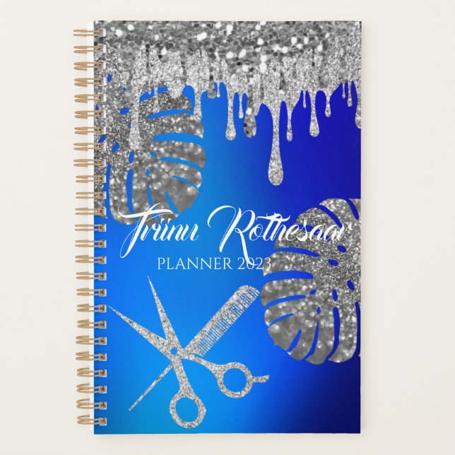 Blue Glam Glitter Hair Salon Planner (Front)