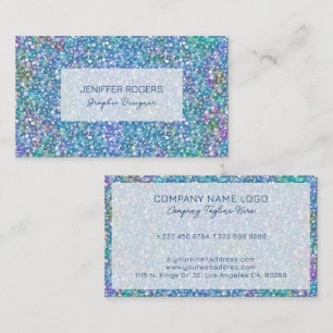 Blue glam glitter texture with sparkles business card