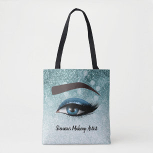 Blue glam lashes eyes   makeup artist tote bag