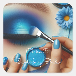 Blue Glam Makeup Aesthetic Personalised Square Sticker
