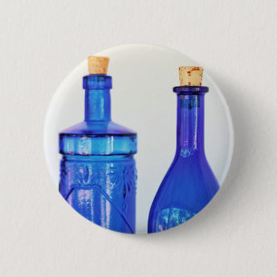 Blue Glass Bottles 6 Cm Round Badge