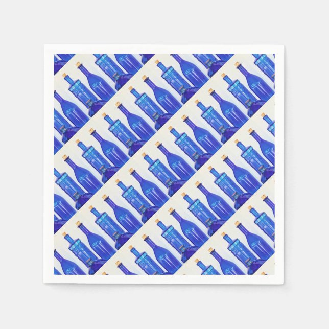 Blue Glass Bottles Napkin (Front)