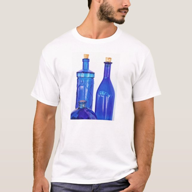 Blue Glass Bottles T-Shirt (Front)