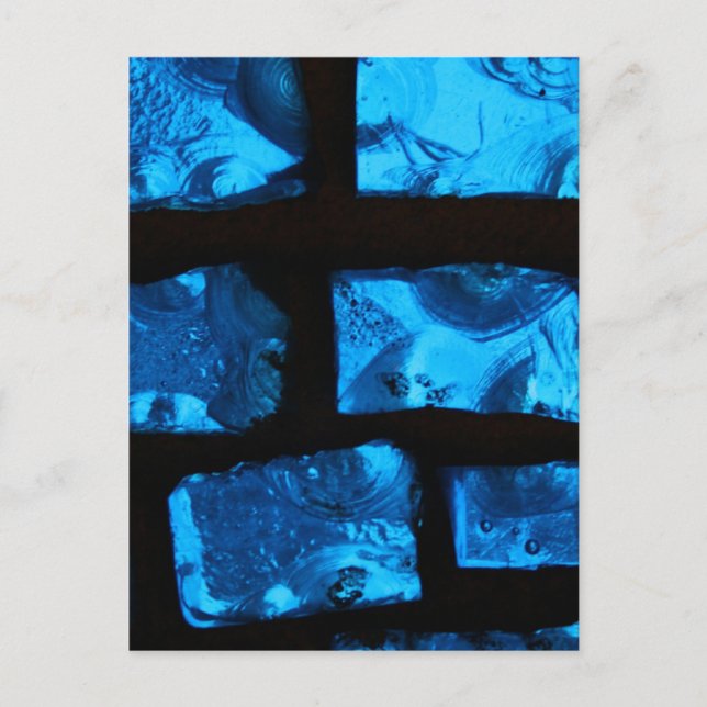 Blue glass chunks with black grout between them postcard (Front)