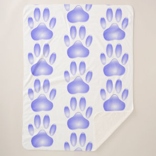 Blue Glass Dog Paw Print Pattern Sherpa Blanket