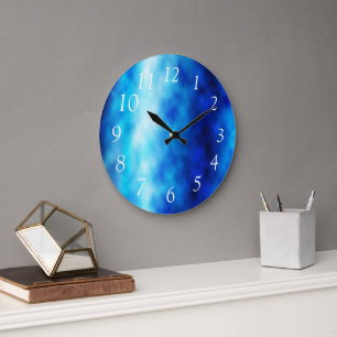Blue Glass Large Clock