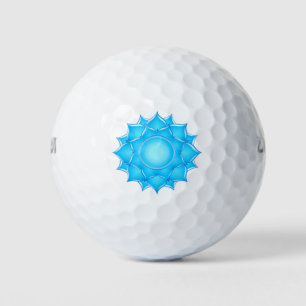 Blue Glass Lotus Flower Drawing Golf Balls