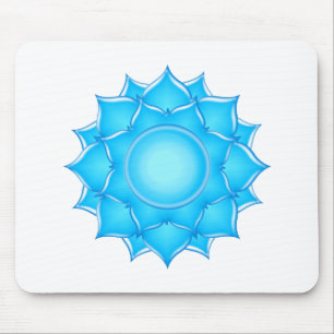 Blue Glass Lotus Flower Drawing Mouse Mat