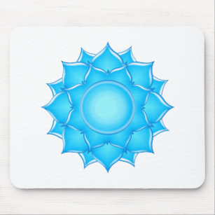 Blue Glass Lotus Flower Drawing Mouse Mat