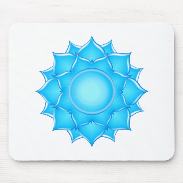 Blue Glass Lotus Flower Drawing Mouse Mat (Front)