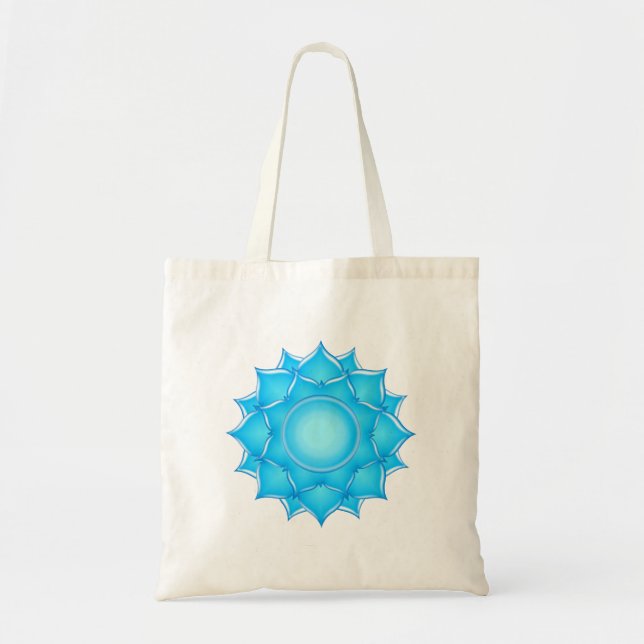Blue Glass Lotus Flower Drawing Tote Bag (Front)