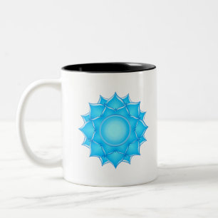 Blue Glass Lotus Flower Drawing Two-Tone Coffee Mug