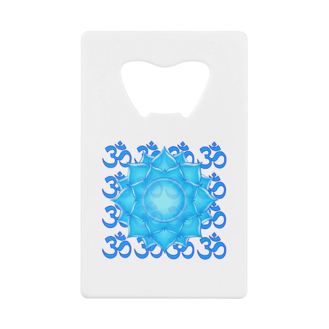 Blue Glass Lotus Flower Drawing With Om Pattern (Front)