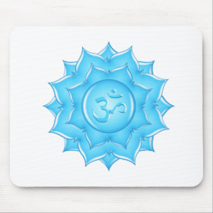 Blue Glass Lotus Flower Om Symbol Drawing Mouse Mat