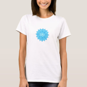 Blue Glass Lotus Flower Om Symbol Drawing T-Shirt