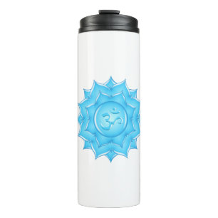 Blue Glass Lotus Flower Om Symbol Drawing Thermal Tumbler