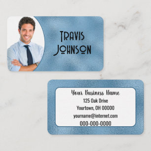 Blue Glass Photo Frame  Business Card