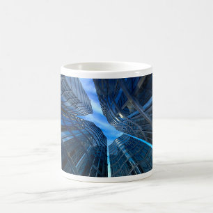Blue Glass Skyscrapers Futuristic Urban Coffee Mug