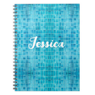Blue glass tile blocks mosaic notebook