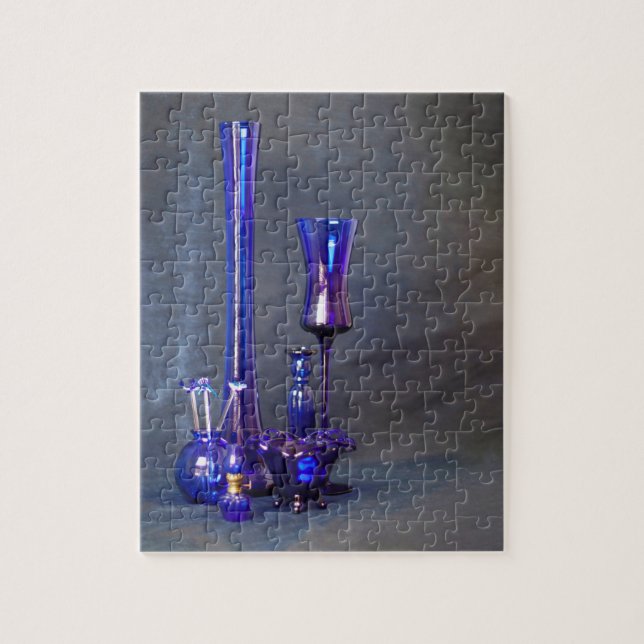 Blue Glass Vertical Vases Puzzle (Vertical)