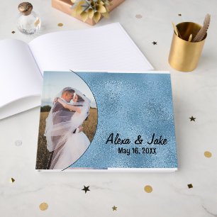 Blue Glass Wedding Photo Frame Guest Book