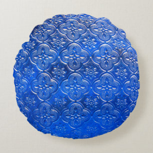 Blue glass with patternspattern, glass, abstract, round cushion