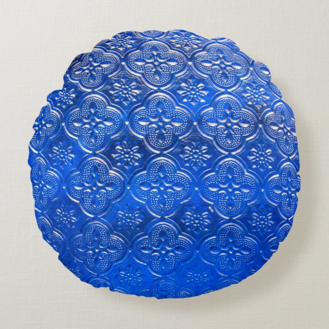 Blue glass with patternspattern, glass, abstract,  round cushion (Front)