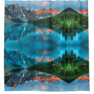 Blue Glaze Mountain Lake Shower Curtain