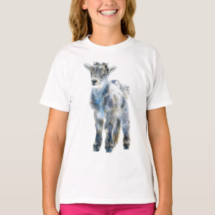 Blue Glaze Watercolor Goat Kids T-Shirt