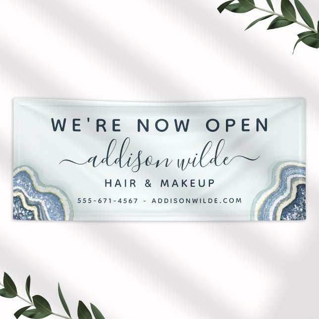 Blue Glitter Agate Geode Luxe Business Banner (Creator Uploaded)