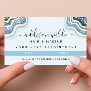 Blue Glitter Agate Geode Luxe Chic Appointment Card