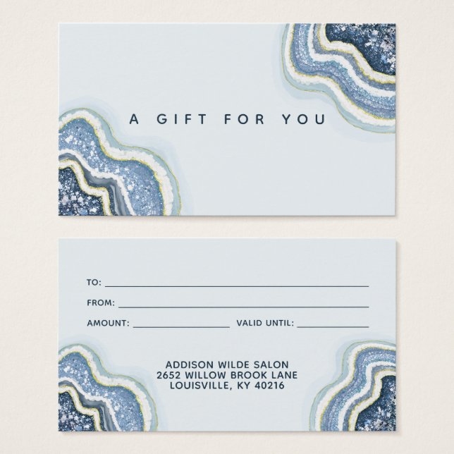 Blue Glitter Agate Geode Luxe Gift Card (Front & Back)