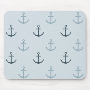 Blue Glitter Anchors Mouse Mat