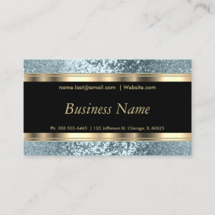 Blue Glitter and Elegant Gold Business Card