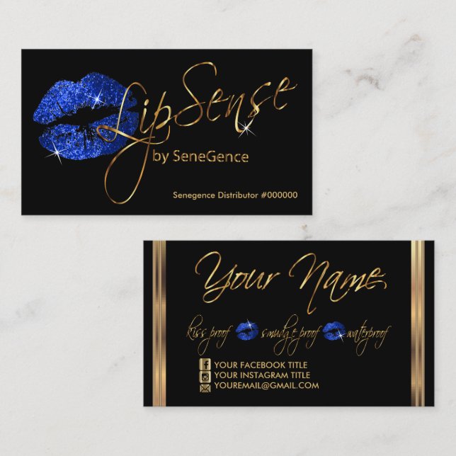 Blue Glitter and Gold Business Card (Front/Back)