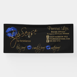 Blue Glitter and Gold Lips Banner