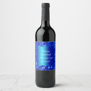 Blue Glitter and Satin Sparkle Look Wine Label