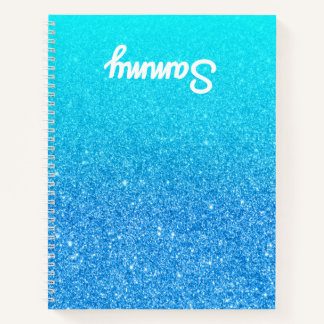 Blue Glitter Aqua Ombre Left Handed Notebook