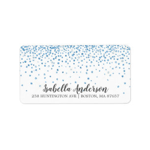 Blue Glitter Baby Shower Address Label