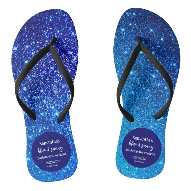 Blue Glitter Bachelorette Party   Flip Flops (Footbed)